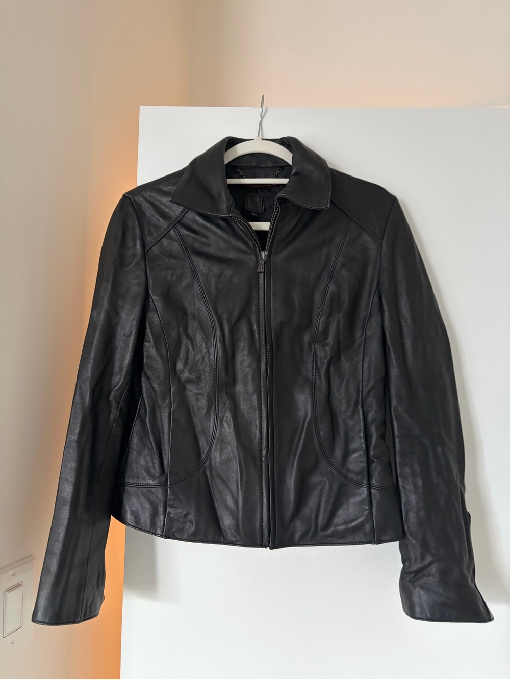 Wilsons Leather Black Women's Zip-Front Leather Jacket
